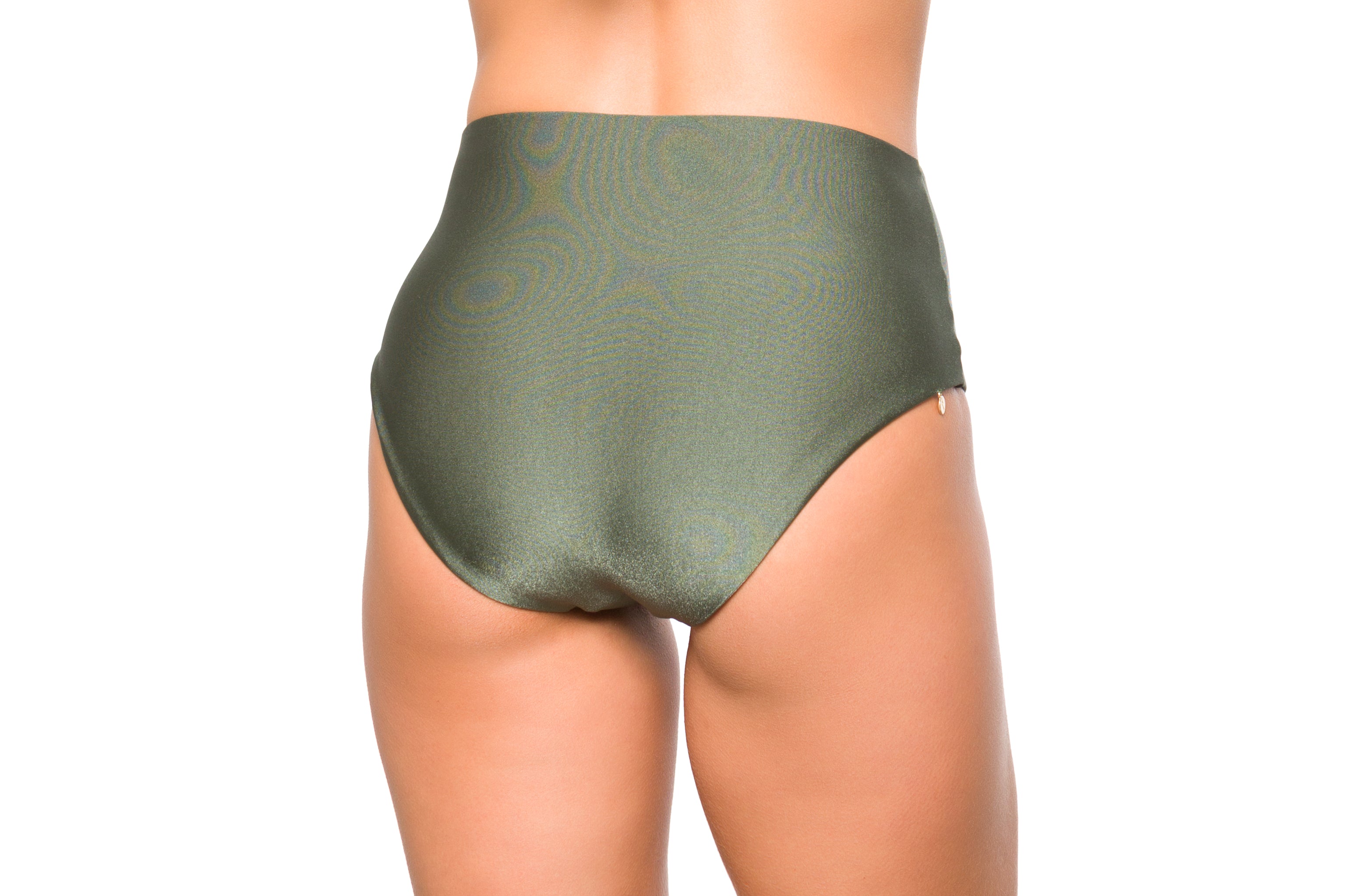 High Waist Reversible Bottom Mara Olive-Black - Lybethras Swimwear