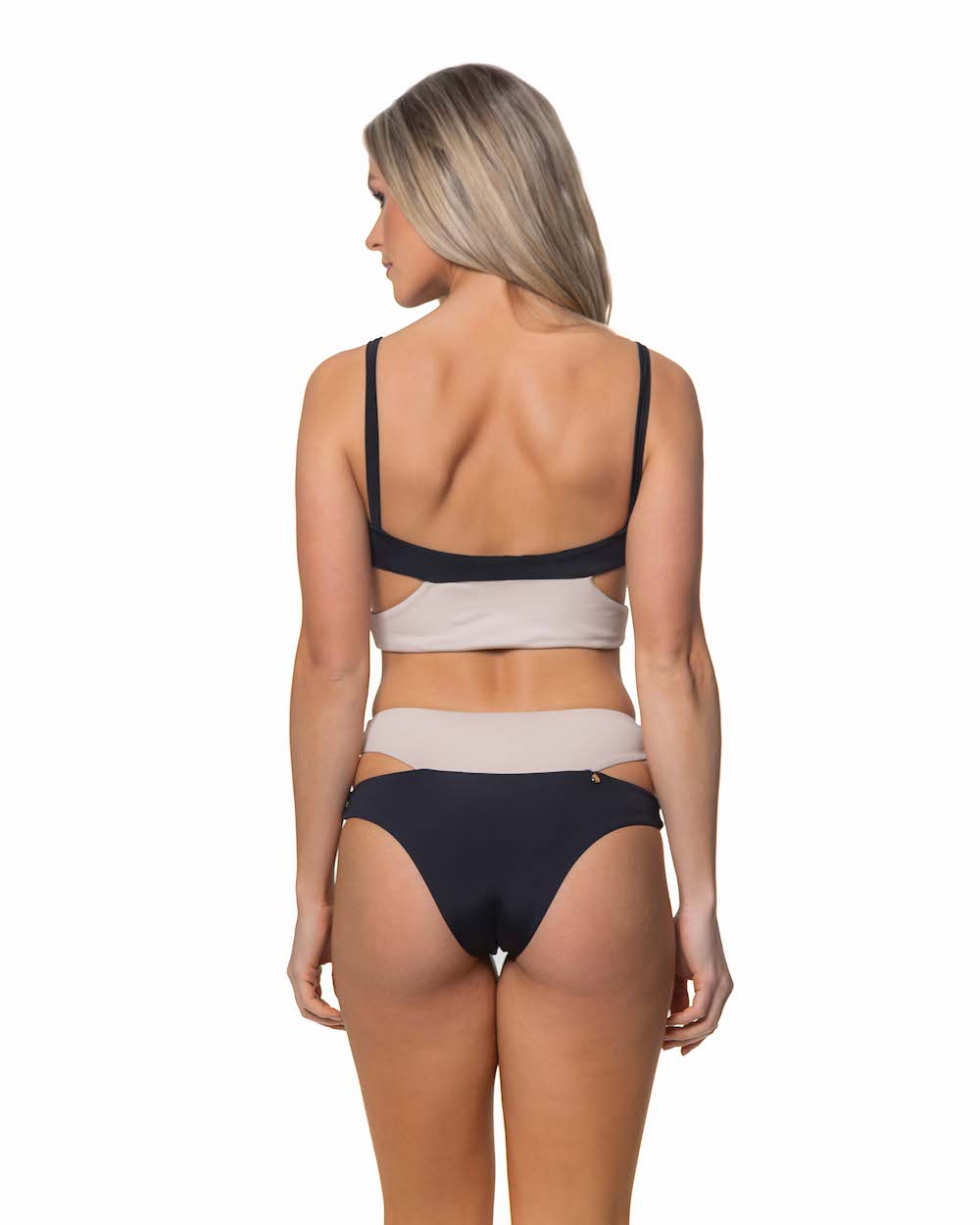 Candance Bikini Black and Beige set - Lybethras Swimwear