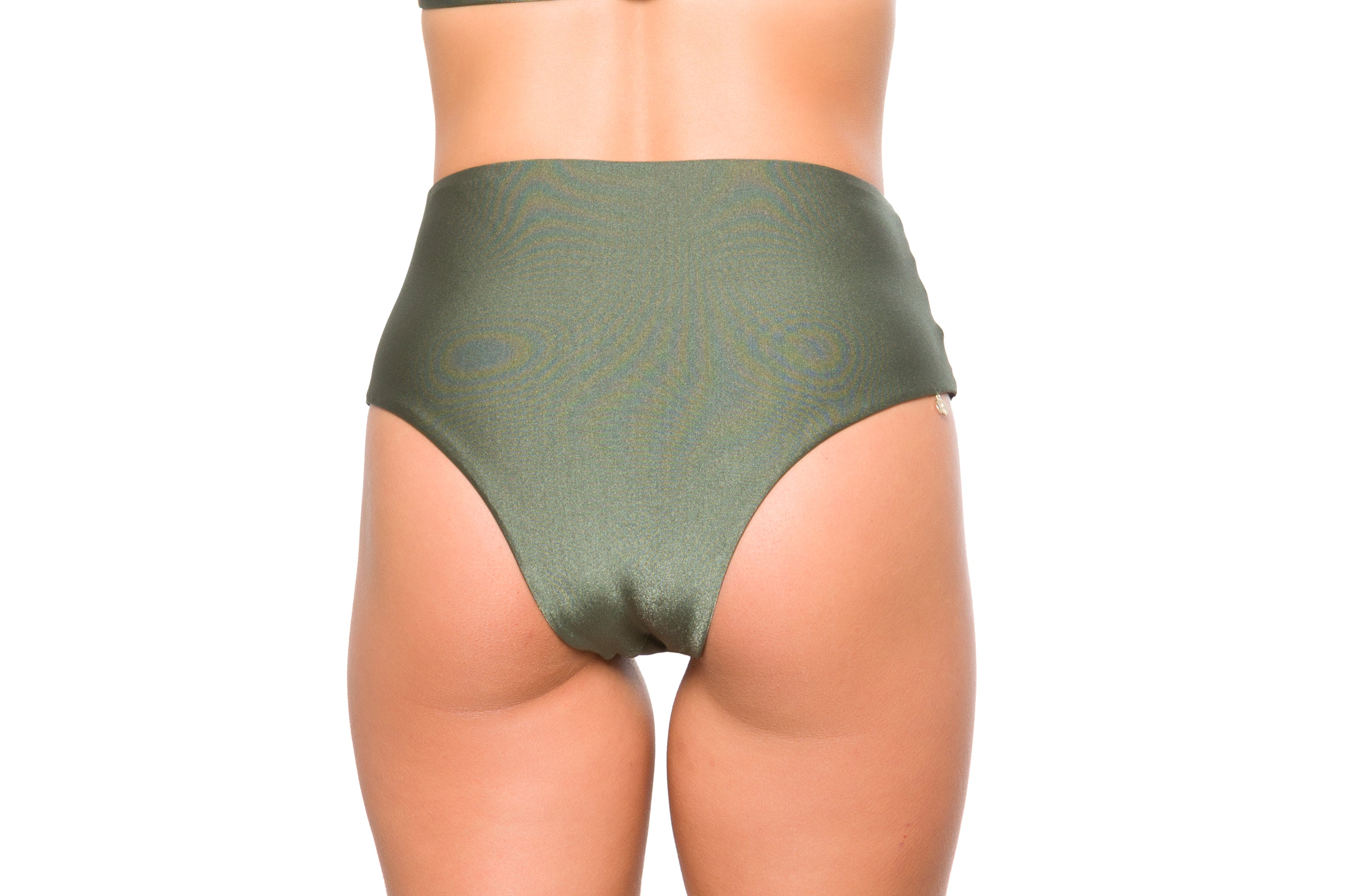 High Waist Reversible Bottom Mara Olive-Black - Lybethras Swimwear