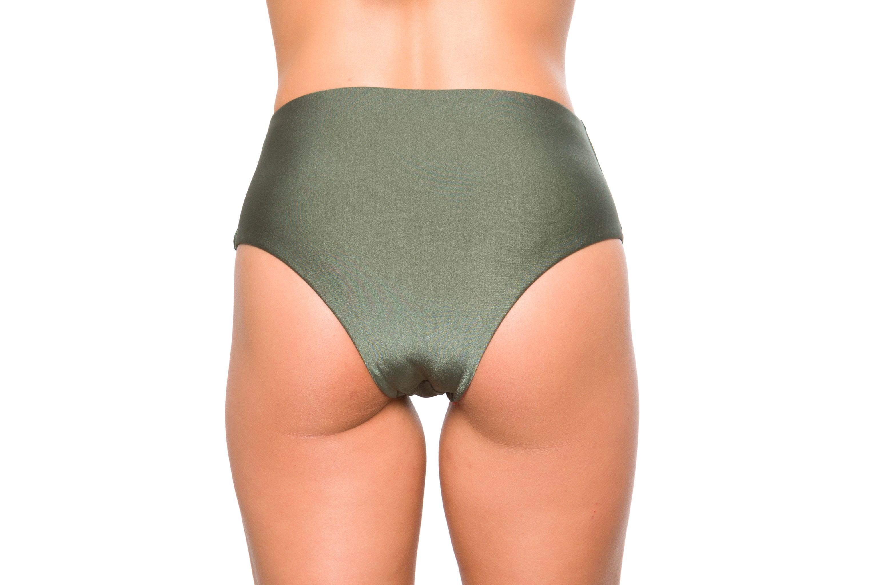 High Waist Reversible Bottom Mara Olive Coral - Lybethras Swimwear
